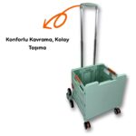 Portakap Piknik Masalı, 8 Tekerlekli, 55 Litre Yeşil Katlanır Alışveriş Arabası - Merdiven Çıkan - Görsel 2