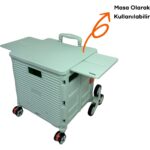 Portakap Piknik Masalı, 8 Tekerlekli, 55 Litre Yeşil Katlanır Alışveriş Arabası - Merdiven Çıkan - Görsel 3