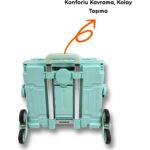 Portakap 8 Tekerlekli Yeşil, 38L Orta Boy Hareketli Alüminyum Tutacaklı Alışveriş Arabası - Görsel 2