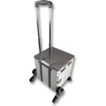 Portakap Piknik Masalı, 8 Tekerlekli, 55 Litre Beyaz ve Kahverengi Katlanır Alışveriş Arabası - Merdiven Çıkan