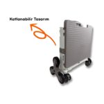 Portakap Piknik Masalı, 8 Tekerlekli, 55 Litre Beyaz ve Kahverengi Katlanır Alışveriş Arabası - Merdiven Çıkan - Görsel 2