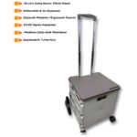 Portakap Piknik Masalı, 8 Tekerlekli, 55 Litre Beyaz ve Kahverengi Katlanır Alışveriş Arabası - Merdiven Çıkan - Görsel 3