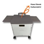 Portakap Piknik Masalı, 8 Tekerlekli, 55 Litre Beyaz ve Kahverengi Katlanır Alışveriş Arabası - Merdiven Çıkan - Görsel 5