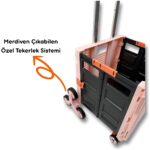 Portakap 8 Tekerlekli, 55 Litre Pembe Katlanır Alışveriş Arabası - Görsel 4