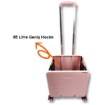 Portakap 8 Tekerlekli, 55 Litre Pembe Katlanır Alışveriş Arabası - Görsel 5