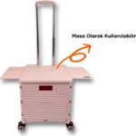 Portakap Piknik Masalı, 8 Tekerlekli, 55 Litre Pembe Katlanır Alışveriş Arabası - Merdiven Çıkan - Görsel 2