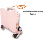 Portakap Piknik Masalı, 8 Tekerlekli, 55 Litre Pembe Katlanır Alışveriş Arabası - Merdiven Çıkan - Görsel 3