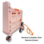 Portakap Piknik Masalı, 8 Tekerlekli, 55 Litre Pembe Katlanır Alışveriş Arabası - Merdiven Çıkan - Görsel 4