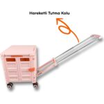 Portakap 4 Tekerlekli, 55 Litre Pembe Katlanır Alışveriş Arabası - Hareketli Tutacaklı, piknik Masalı - Görsel 3