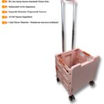 Portakap 4 Tekerlekli, 55 Litre Pembe Katlanır Alışveriş Arabası - Hareketli Tutacaklı, piknik Masalı - Görsel 5