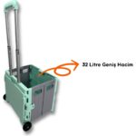 Portakap 2 Tekerlekli, Yeşil, 32L Standart Boy, Sabit Tutacaklı Alışveriş Arabası - Görsel 5