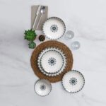 Güral Porselen Atina 24 Parça Elegante Yemek Takımı - Mavi - Görsel 3