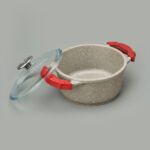 Döküm Tencere - Bej / Kırmızı - 20 cm - Görsel 2