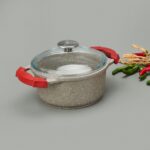 Döküm Tencere - Bej / Kırmızı - 20 cm - Görsel 3