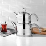 Nehir Lotus Midi Çelik Çaydanlık Takımı - Gri - 1,9 Lt + 1,3 Lt - Görsel 2