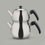 Orta Boy Çelik Çaydanlık - Gri - 2,25 Lt + 1,3 Lt