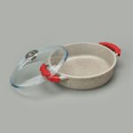 Döküm Karnıyarık Tenceresi - Bej / Kırmızı - 26 cm - Görsel 2