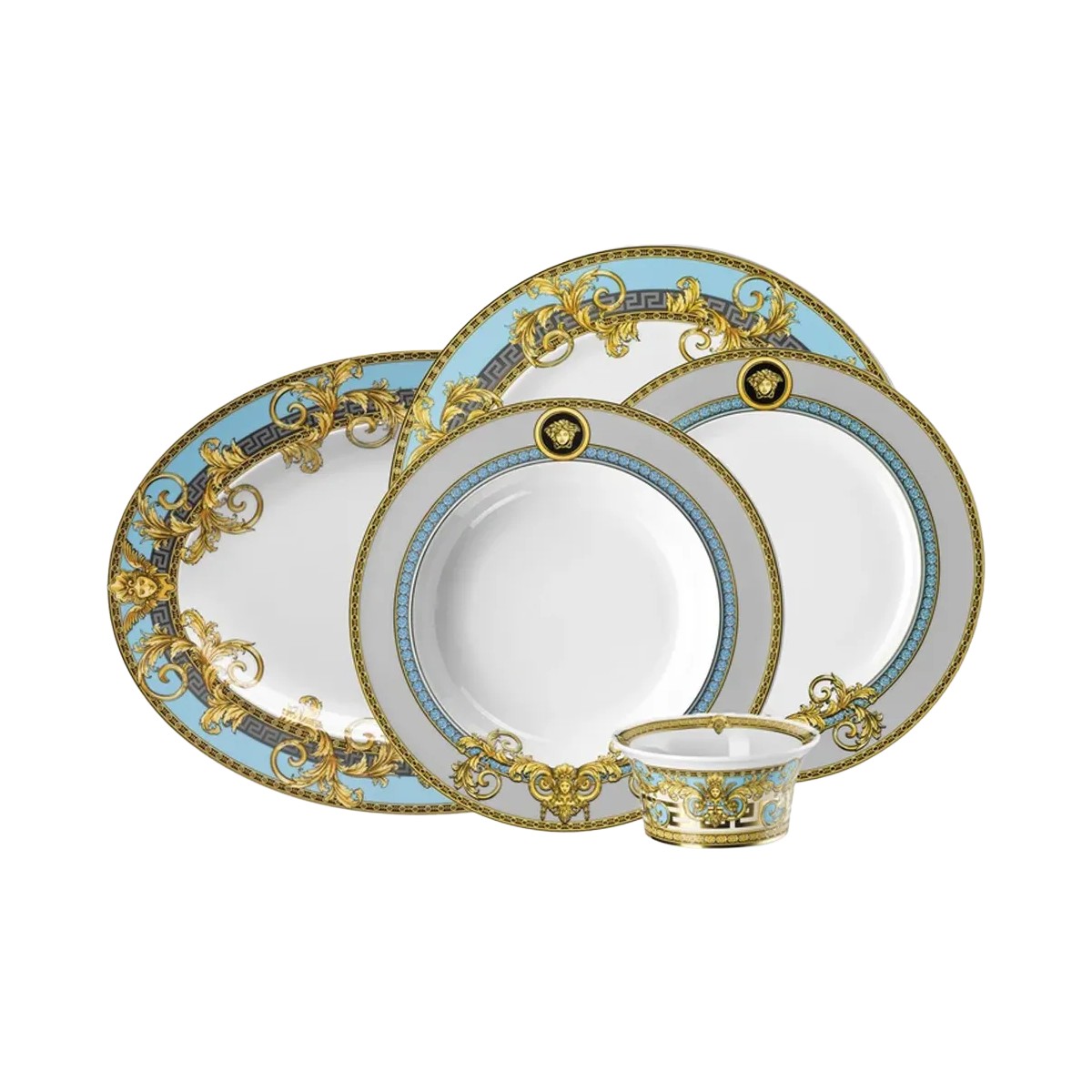 110001239982424.jpg Ticsbrands Versace Prestige Gala Blue Yemek Takımı - Görsel 1