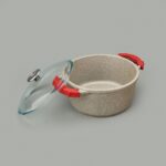 Döküm Tencere - Bej / Kırmızı - 24 cm - Görsel 2