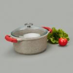 Döküm Tencere - Bej / Kırmızı - 24 cm - Görsel 3