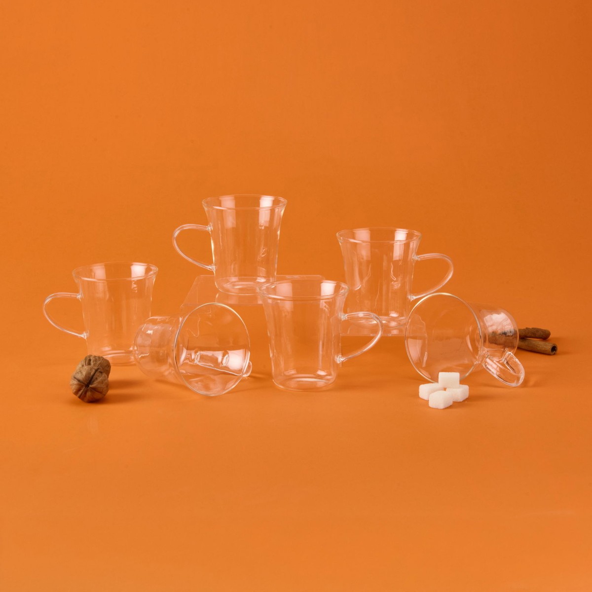 110001239999884.jpg Mien 6'lı Çay Fincan Seti - Şeffaf - 170 ml - Görsel 1