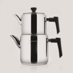 Mimoza Orta Boy Çaydanlık - Gri / Siyah - 2 Lt + 1 Lt
