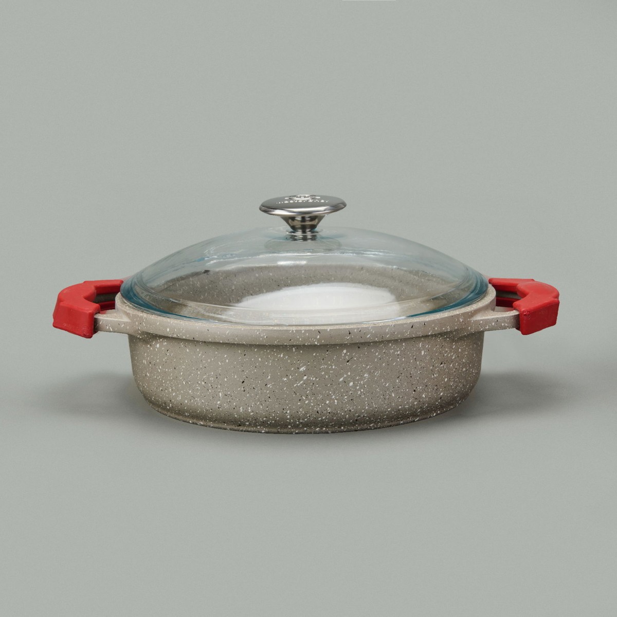 110001240023220.jpg Döküm Karnıyarık Tenceresi - Bej / Kırmızı - 24 cm - Görsel 1