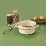 Mien Emaye Kızartma Tenceresi - Krem - 22 cm