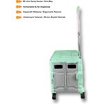 Portakap 4 Tekerlekli Yeşil, 38L Orta Boy, Hareketli Alüminyum Tutacaklı Alışveriş Arabası - 55MM. Büyük Tekerlekli - Görsel 5