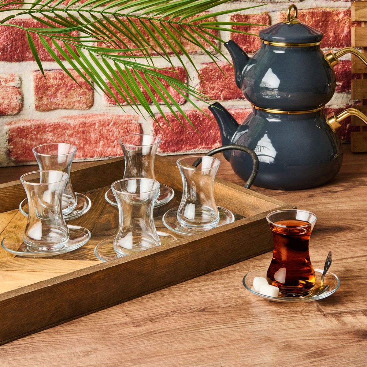 110001240080040.jpg Lav Demet 12 Parça Çay Seti - Şeffaf - Görsel 1