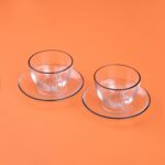 Rakle Pure Siyah Rimli 2'li Çay Fincanı Seti - Şeffaf / Siyah - 240 ml