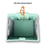 Portakap 4 Tekerlekli, Yeşil, 32L Standart Boy, Sabit Tutacaklı Alışveriş Arabası - Görsel 3