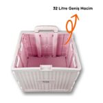 Portakap 4 Tekerlekli, Pembe, 32L Standart Boy, Sabit Tutacaklı Alışveriş Arabası