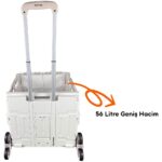 Portakap 8 Tekerlekli Gri 56L Büyük Boy Sabit Demir Tutacaklı Alışveriş Arabası - Görsel 2