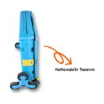 Portakap Ultra Geniş, 8 Tekerlekli, 85 Lt Mavi Katlanır Alışveriş Arabası - Merdiven Çıkan, USB Port Girişli ve Bardak Tutuculu - Görsel 2