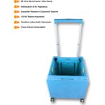 Portakap Ultra Geniş, 8 Tekerlekli, 85 Lt Mavi Katlanır Alışveriş Arabası - Merdiven Çıkan, USB Port Girişli ve Bardak Tutuculu - Görsel 4