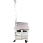 Portakap 4 Tekerlekli, 55 Litre Beyaz ve Kahverengi Katlanır Alışveriş Arabası - Hareketli Tutacaklı