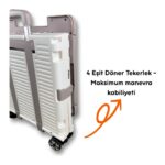 Portakap 4 Tekerlekli, 55 Litre Beyaz ve Kahverengi Katlanır Alışveriş Arabası - Hareketli Tutacaklı - Görsel 2