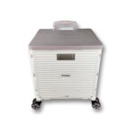 Portakap 4 Tekerlekli, 55 Litre Beyaz ve Kahverengi Katlanır Alışveriş Arabası - Hareketli Tutacaklı - Görsel 5