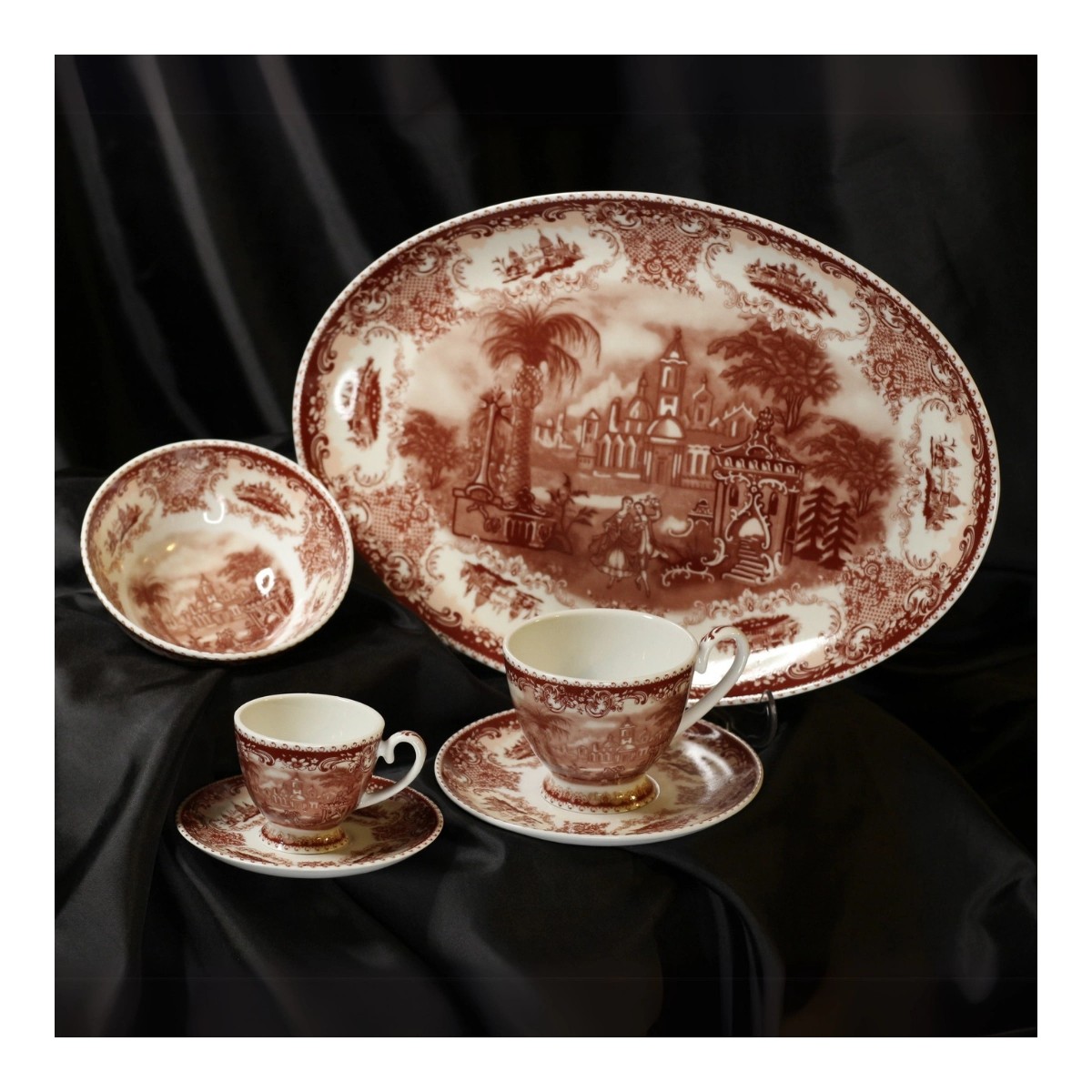 110001242956539.jpg Zuccara Maison Bawarıa 6 Kişilik 40 Parça Vintage Manzara Desenli Yemek Takımı - Görsel 1