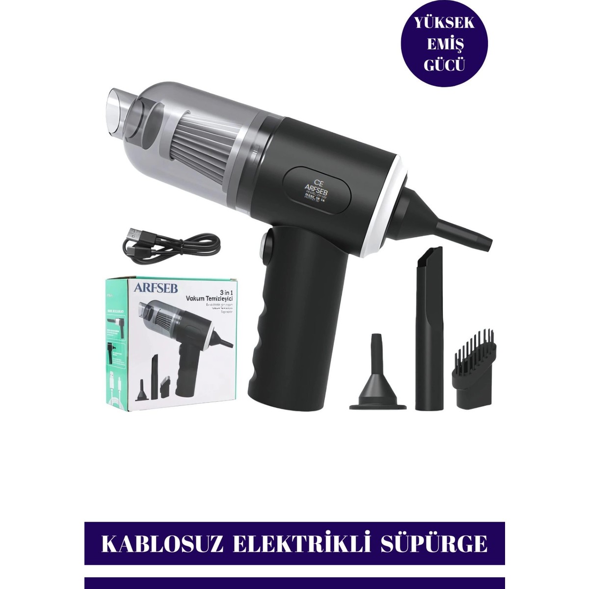 110001243491609.jpg Enseb Taşınabilir Kablosuz Elektrikli El Süpürgesi- Ev, Ofis, Araba ,klavye Temizliği Için Ideal - Görsel 1