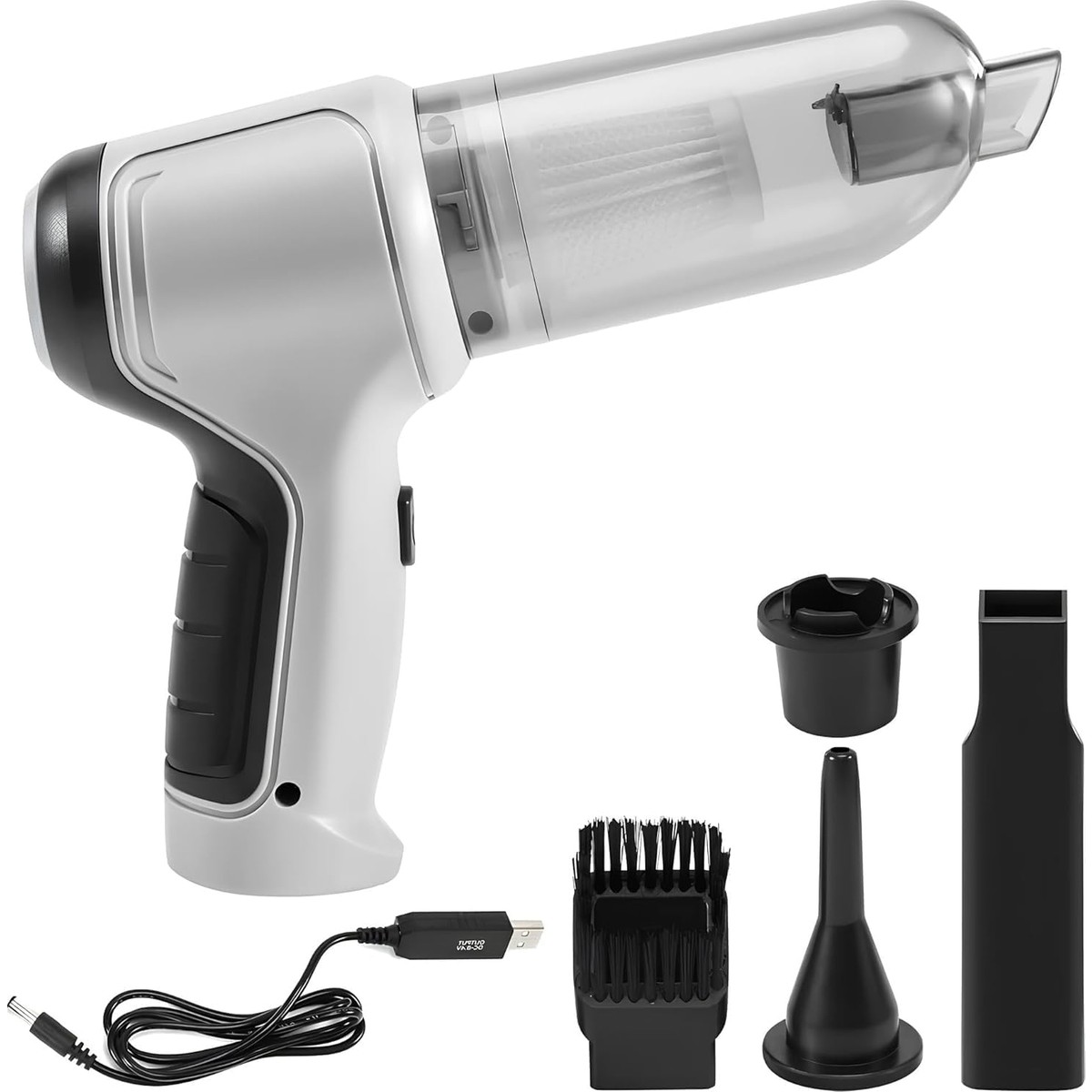 110001243906739.jpg Şarjlı Araç Süpürgesi V2-120W 9000 Pa 0,4 Lt - Üfleme Özellikli - Mini El Süpürgesi Ofis Oto Klavye Kasa - Görsel 1