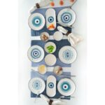 Seramik Hand 14 Parça 6 Kişilik Nazar Boncuklu Kahvaltı Takımı