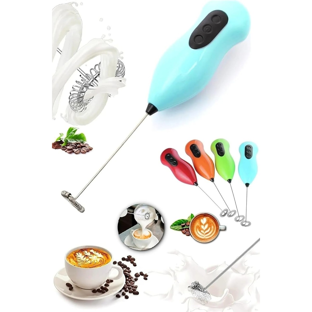 110001244273865.jpg Pilli Kahve Öğütücü ve Karıştırıcı Mikser, Süt Köpürtücü Mini Mikser, MKSR001 - Görsel 1