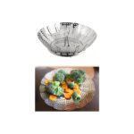 AyrStore Buharda Pişirme Aparatı, Metal Buharda Pişirici, Katlanabilen Buharda Pişirme Aleti - Görsel 2