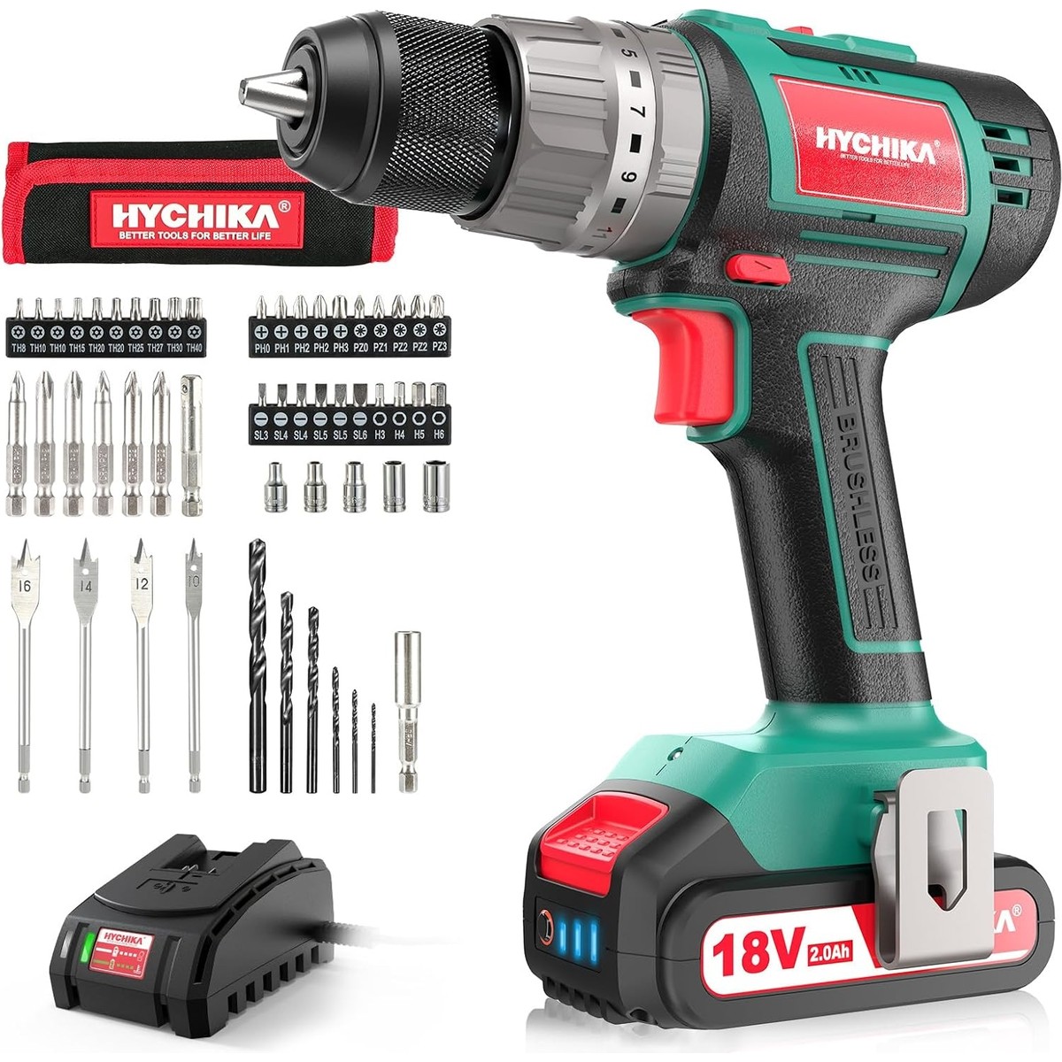 110001247250823.jpg Storemax Tornavida 60 Nm Maks, 18 V Matkap, 2 x 2,0 Ah Akü ve 57 Parça Aksesuar Seti, Fırçasız Motor, 2 Vites, 21 + 3 Tork Kademesi, Çekiç Fonksiyonlu Matkap - Görsel 1