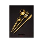 Artemia Home Royal 48 Parça Yemek Takımı | 8 Kişilik | 18/10 Paslanmaz Çelik Gold Kaplama Premium Set - Görsel 3
