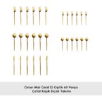 Karaca Orion Mat 12 Kişilik 60 Parça Çatal Kaşık Bıçak Takımı Gold - Görsel 3