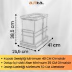 Almital Mobilya Aksesuarlari 24 litre Dolap Içi Teleskopik Raylı Antrasit Çöp Kovası, Minimum Kapak Genişliği 40 Cm. - Görsel 4