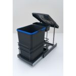 ALMITAL Cassone 16+1 Litre Dolap Içi Raylı Teleskopik Antrasit Çöp Kovası, Minimum Kapak Genişliği 40 cm - Görsel 2